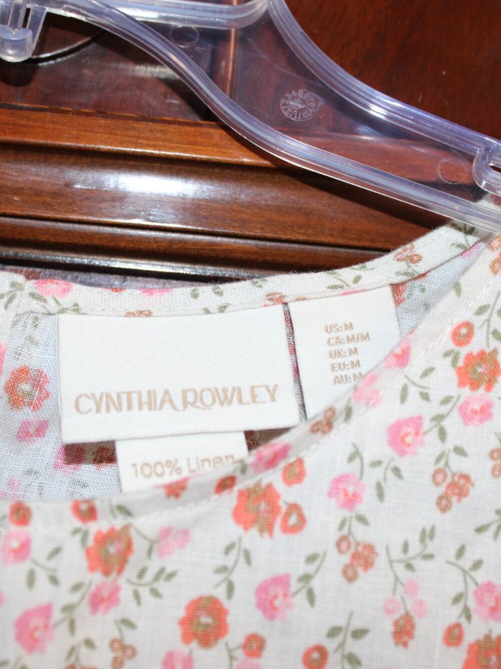 Cynthia Rowley Floral Shirt Top Blouse 100% Linen Short Sleeve Size M NWT - Picture 3 of 4